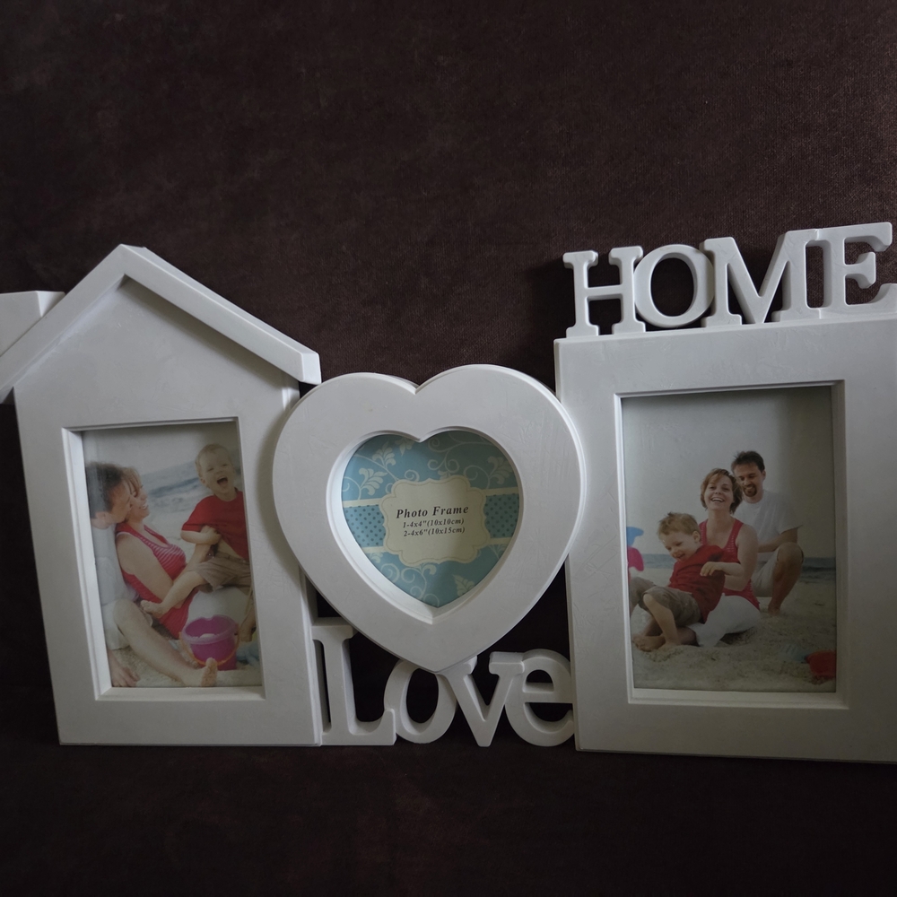 White Love & Home Photo Frame Set